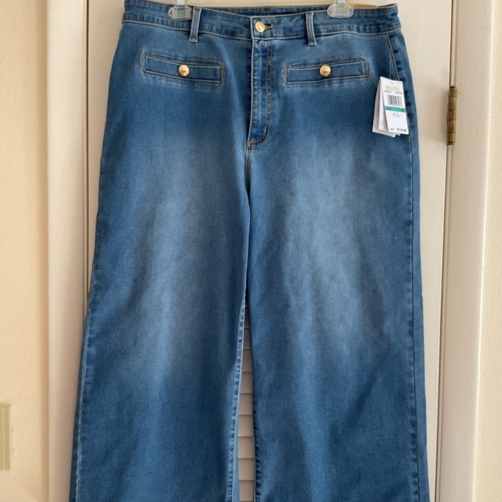NWT Michael Kors Selma Crop Wide Legs Woman Jeans Size US 16